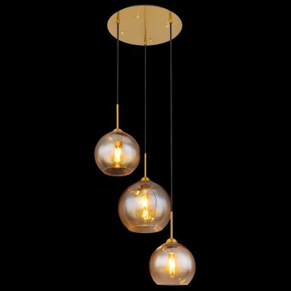Globo - Lustre suspenso em cabo 3xE27/60W/230V latão