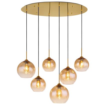Globo - Lustre suspenso por cabo 6xE27/60W/230V latão