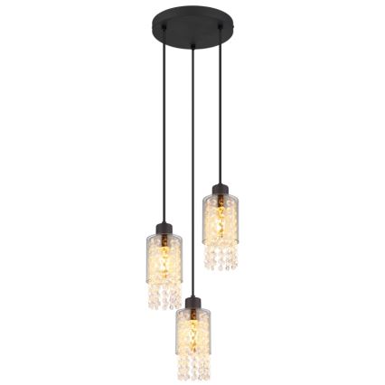 Globo - Candeeiro suspenso 3xE27/40W/230V diâmetro 25 cm preto