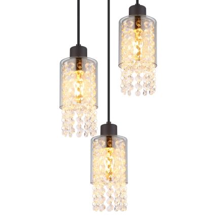 Globo - Candeeiro suspenso 3xE27/40W/230V diâmetro 25 cm preto