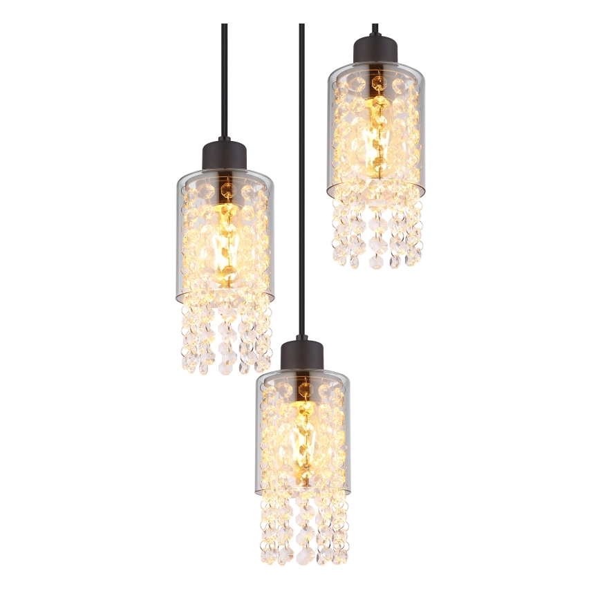 Globo - Candeeiro suspenso 3xE27/40W/230V diâmetro 25 cm preto