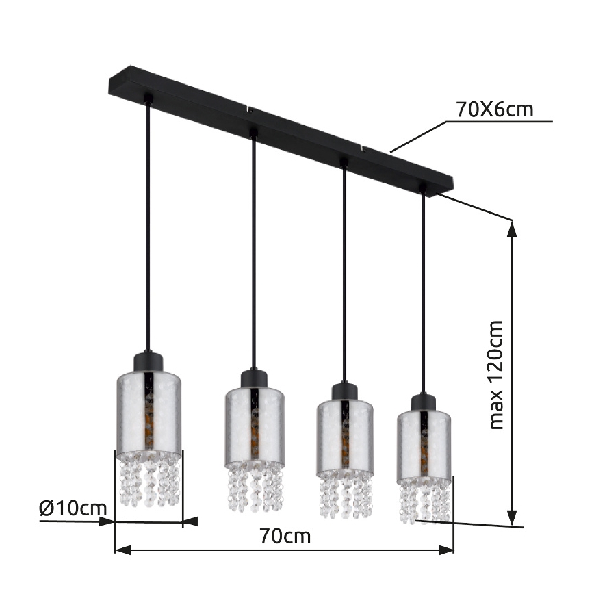 Globo - Candeeiro suspenso 4xE27/40W/230V preto