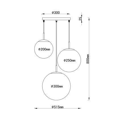 Globo - Candelabro suspenso 3xE27/60W/230V