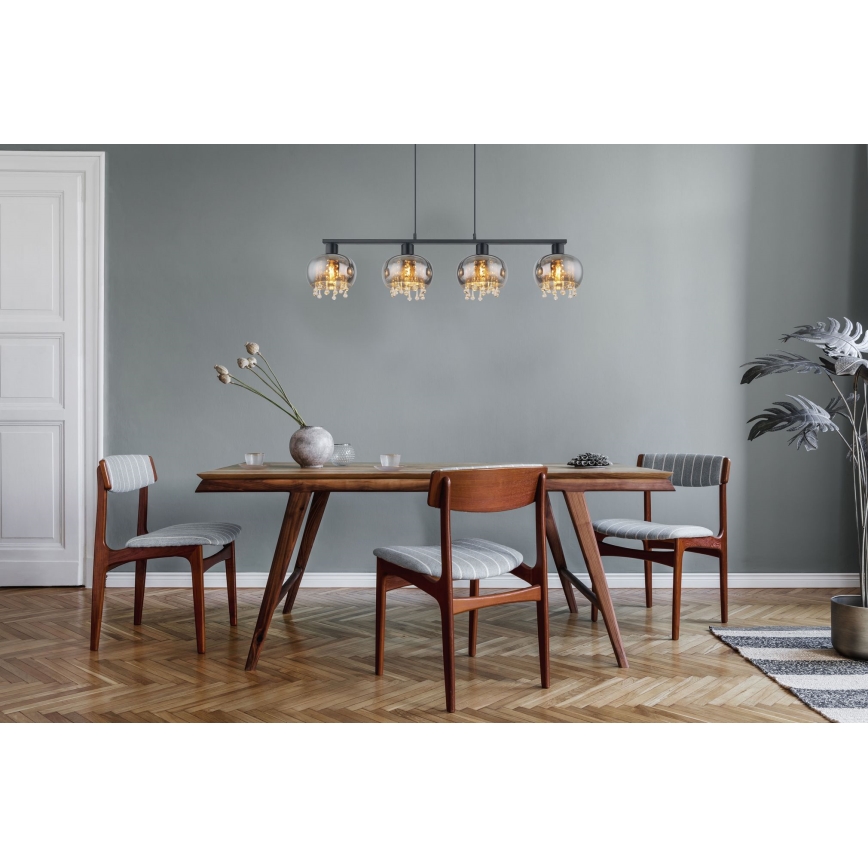 Globo - Candeeiro suspenso 4xE27/9W/230V preto