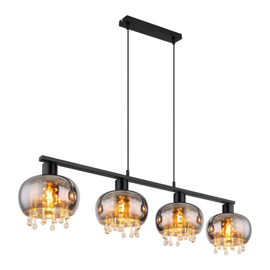 Globo - Candeeiro suspenso 4xE27/9W/230V preto