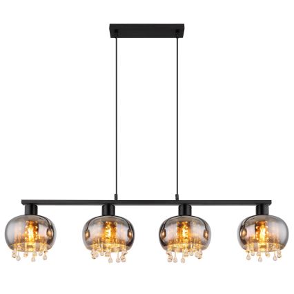 Globo - Candeeiro suspenso 4xE27/9W/230V preto