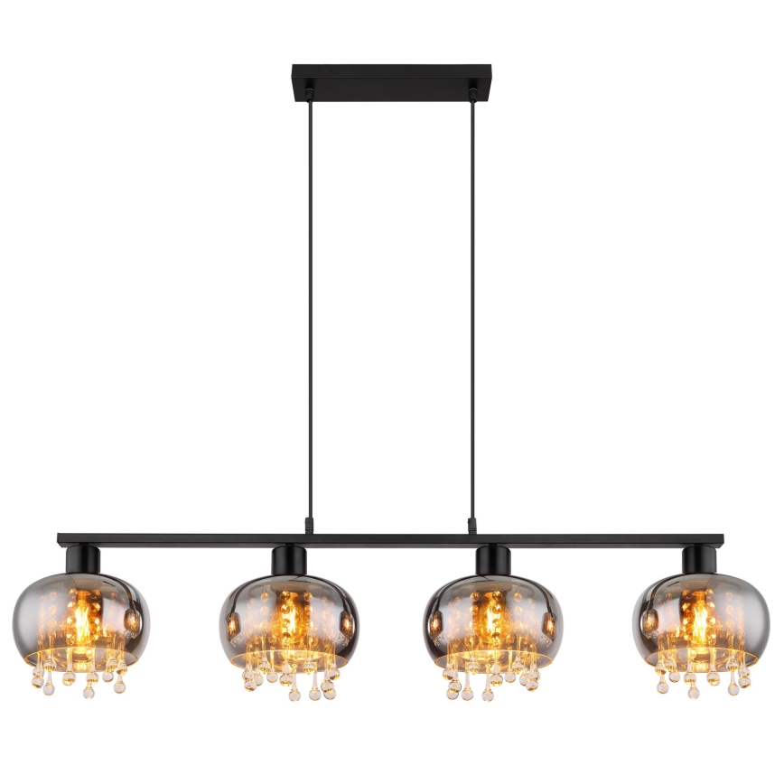 Globo - Candeeiro suspenso 4xE27/9W/230V preto