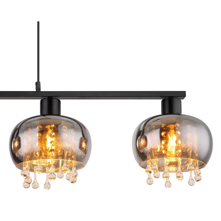 Globo - Candeeiro suspenso 4xE27/9W/230V preto