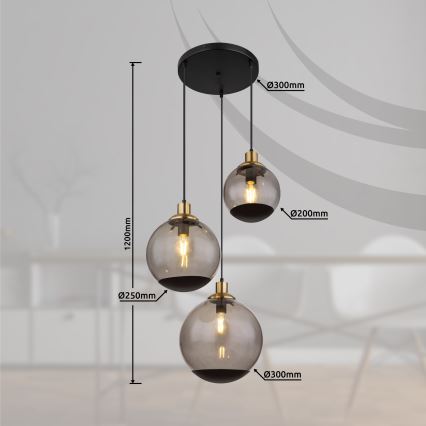 Globo - Candelabro suspenso 3xE27/40W/230V