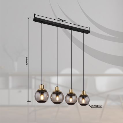 Globo - Candelabro suspenso 4xE27/25W/230V