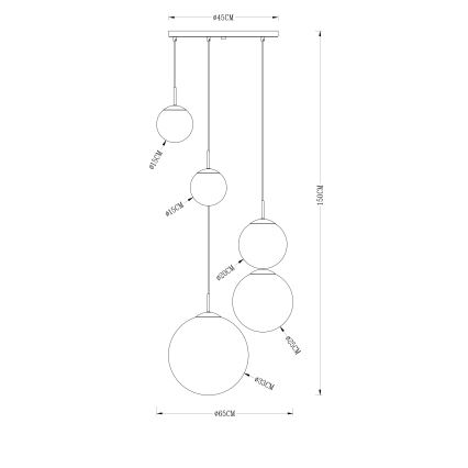 Globo - Candeeiro suspenso 5xE27/40W/230V diâmetro 65 cm