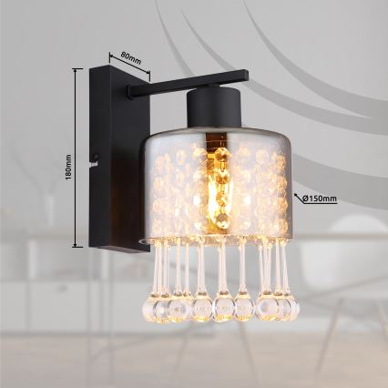 Globo - Candeeiro de parede 1xE27/60W/230V preto