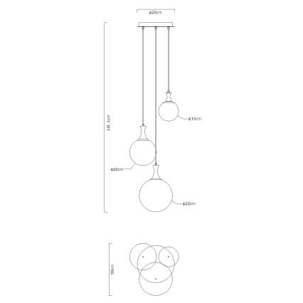 Globo - Candeeiro suspenso 3xE27/10W/230V diâmetro 48 cm preto