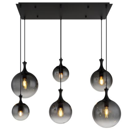 Globo - Candeeiro suspenso 6xE27/10W/230V preto