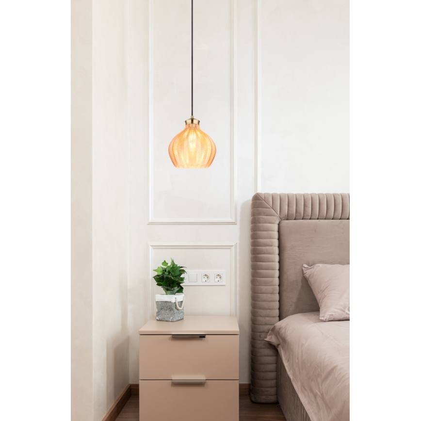 Globo - Lustre em cabo 1xE27/60W/230V Ø 22 cm dourado