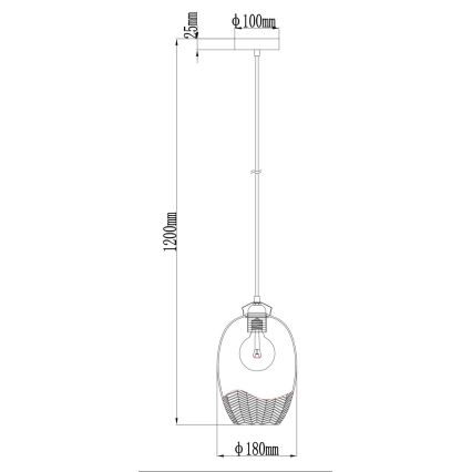 Globo - Lustre em cabo 1xE27/60W/230V Ø 22 cm dourado