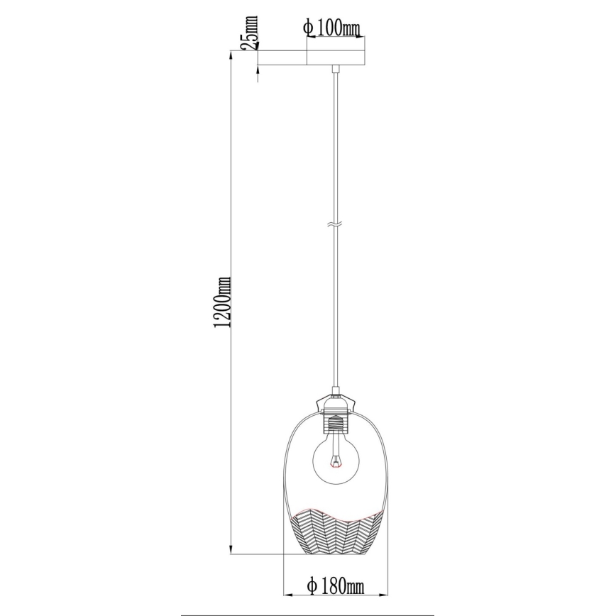 Globo - Lustre em cabo 1xE27/60W/230V Ø 22 cm dourado