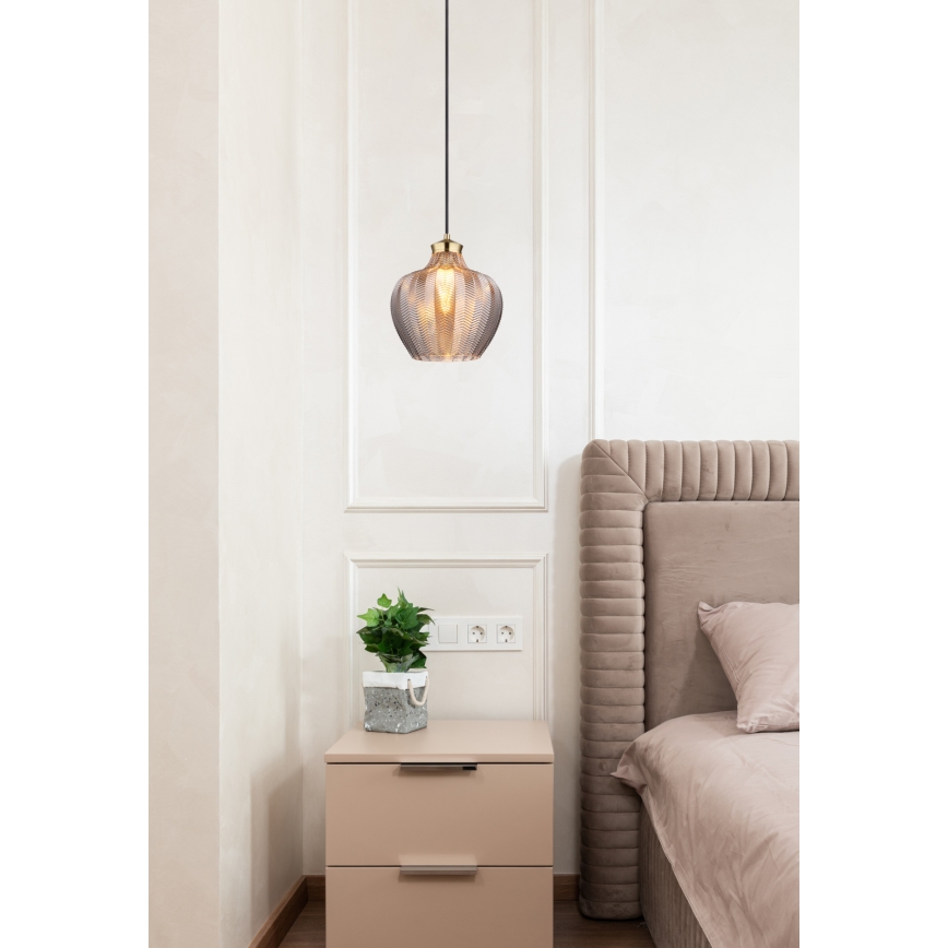 Globo - Candeeiro pendente em cabo 1xE27/60W/230V Ø 22 cm fumê