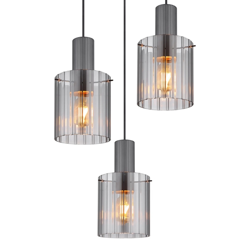 Globo - Candeeiro suspenso 3xE27/40W/230V diâmetro 48 cm cinzento