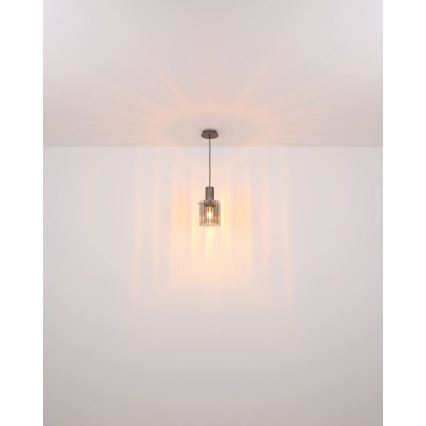 Globo - Candeeiro suspenso 1xE27/40W/230V diâmetro 18 cm castanho