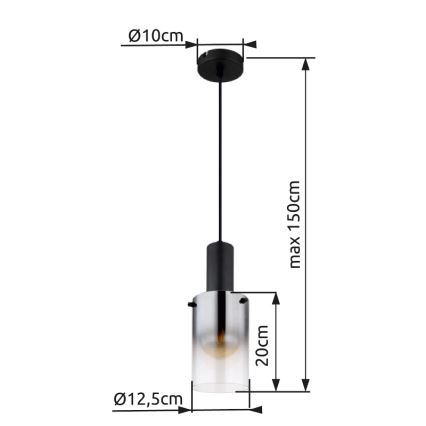 Globo - Candeeiro suspenso 1xE27/40W/230V diâmetro 12,5 cm preto