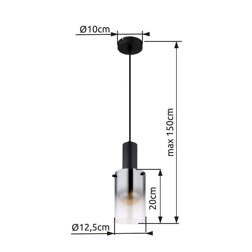 Globo - Candeeiro suspenso 1xE27/40W/230V diâmetro 12,5 cm preto