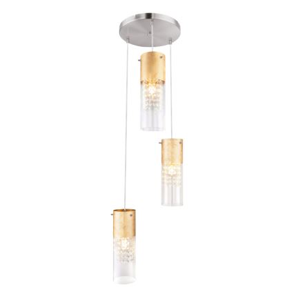 Globo - Candeeiro suspenso 3xE27/60W/230V diâmetro 30 cm dourado
