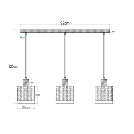 Globo - Lustre suspenso por cabo 3xE27/60W/230V