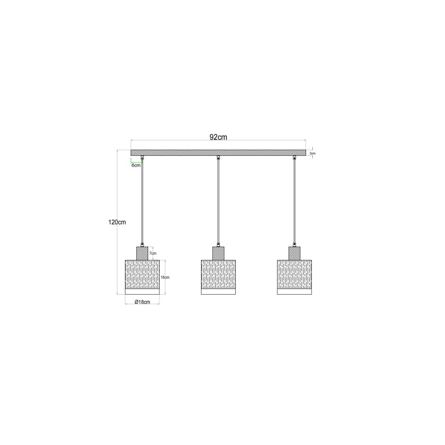 Globo - Lustre suspenso por cabo 3xE27/60W/230V