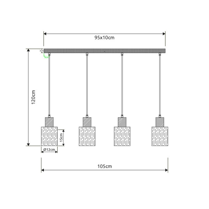 Globo - Lustre suspenso por cabo 4xE27/40W/230V