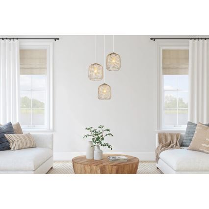 Globo - Lustre suspenso por cabo 3xE27/40W/230V bege/branco