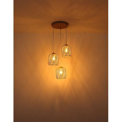 Globo - Lustre suspenso por cabo 3xE27/40W/230V bege/branco
