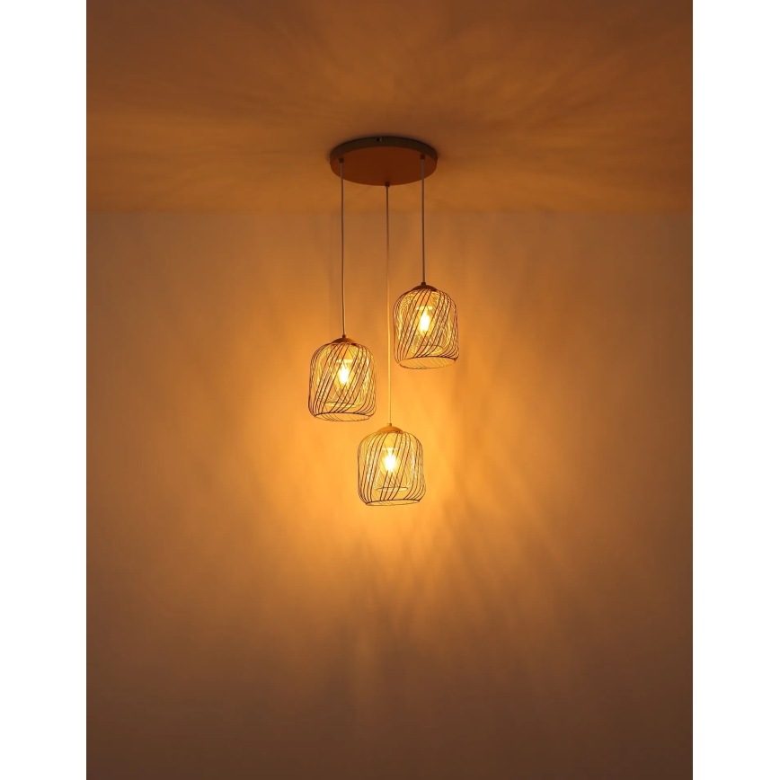 Globo - Lustre suspenso por cabo 3xE27/40W/230V bege/branco