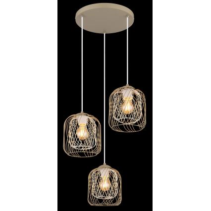 Globo - Lustre suspenso por cabo 3xE27/40W/230V bege/branco