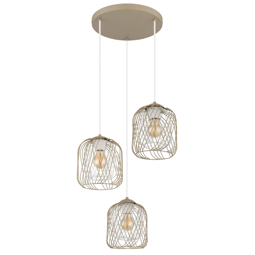 Globo - Lustre suspenso por cabo 3xE27/40W/230V bege/branco