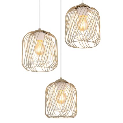 Globo - Lustre suspenso por cabo 3xE27/40W/230V bege/branco