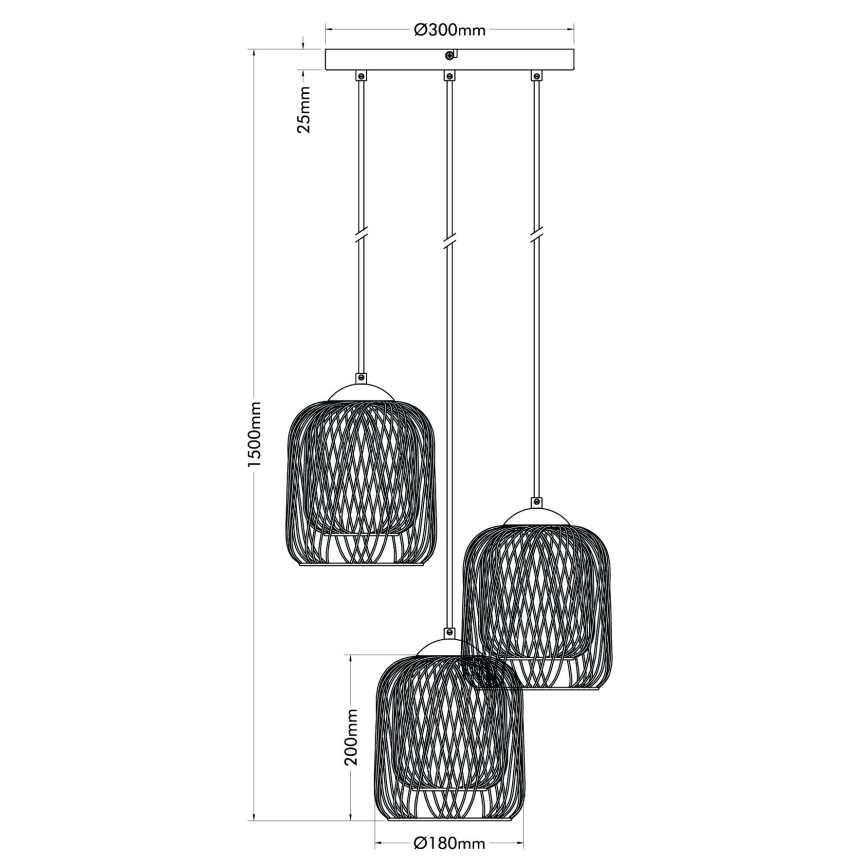 Globo - Lustre suspenso por cabo 3xE27/40W/230V bege/branco