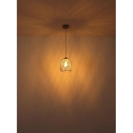 Globo - Lustre pendente em cabo 1xE27/40W/230V Ø 18 cm bege/branco