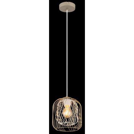 Globo - Lustre pendente em cabo 1xE27/40W/230V Ø 18 cm bege/branco