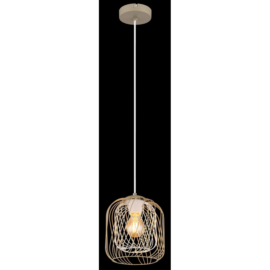 Globo - Lustre pendente em cabo 1xE27/40W/230V Ø 18 cm bege/branco