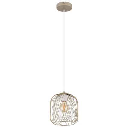 Globo - Lustre pendente em cabo 1xE27/40W/230V Ø 18 cm bege/branco
