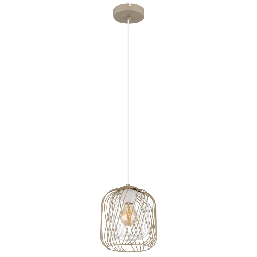 Globo - Lustre pendente em cabo 1xE27/40W/230V Ø 18 cm bege/branco