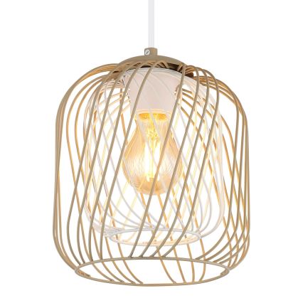 Globo - Lustre pendente em cabo 1xE27/40W/230V Ø 18 cm bege/branco