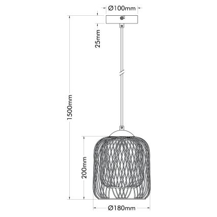 Globo - Lustre pendente em cabo 1xE27/40W/230V Ø 18 cm bege/branco