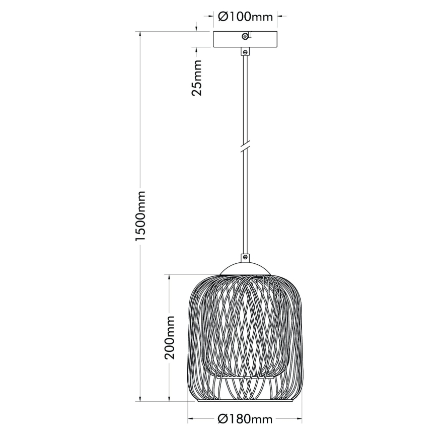 Globo - Lustre pendente em cabo 1xE27/40W/230V Ø 18 cm bege/branco
