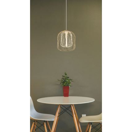 Globo - Pendente em cabo 1x E27/40W/230V Ø 35 cm bege/branco