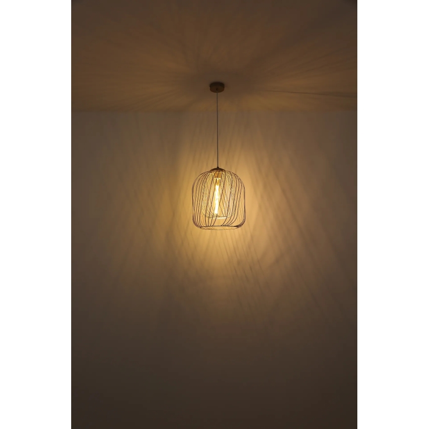 Globo - Pendente em cabo 1x E27/40W/230V Ø 35 cm bege/branco