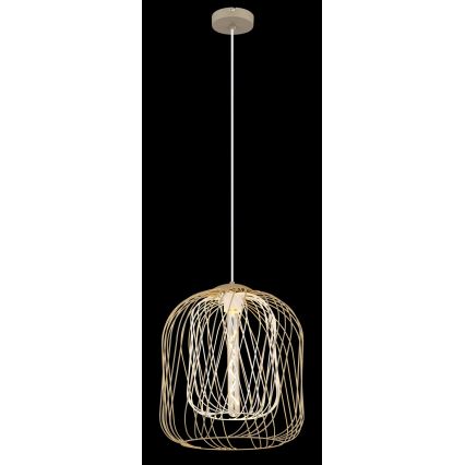 Globo - Pendente em cabo 1x E27/40W/230V Ø 35 cm bege/branco