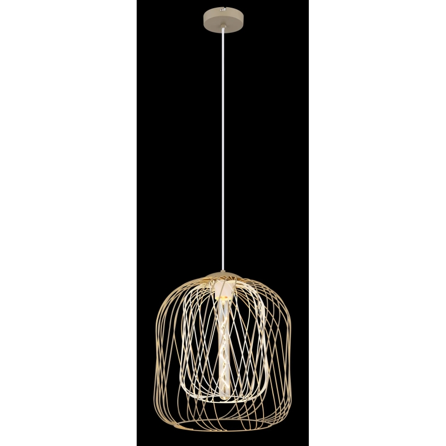 Globo - Pendente em cabo 1x E27/40W/230V Ø 35 cm bege/branco