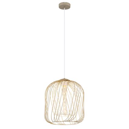 Globo - Pendente em cabo 1x E27/40W/230V Ø 35 cm bege/branco